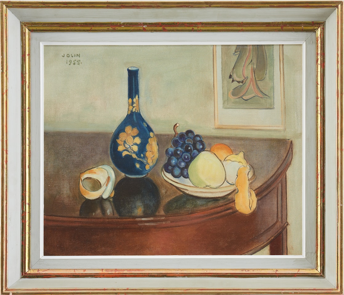 Still life with vase and fruits by Einar Jolin