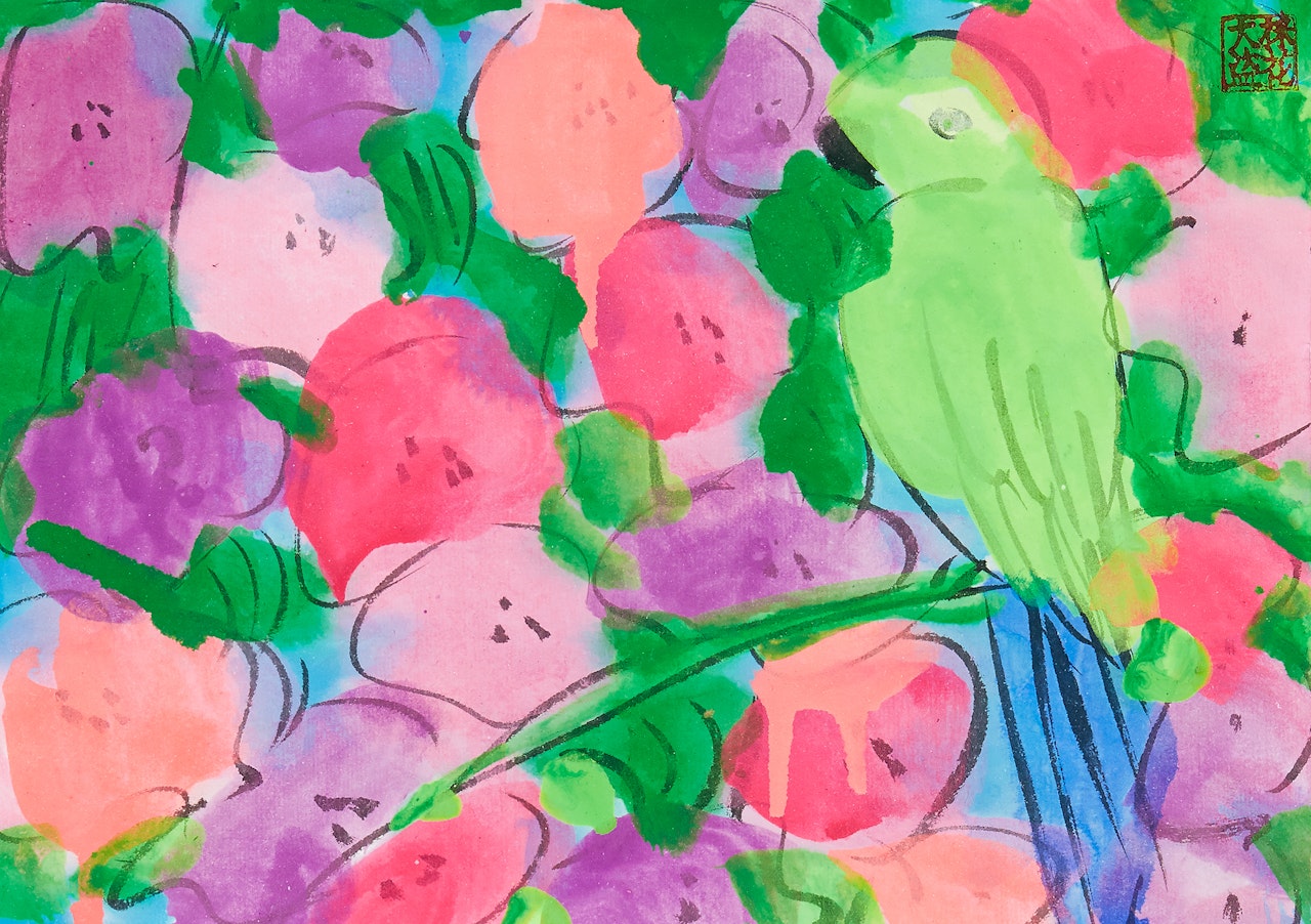 Bird and flowers by Walasse Ting