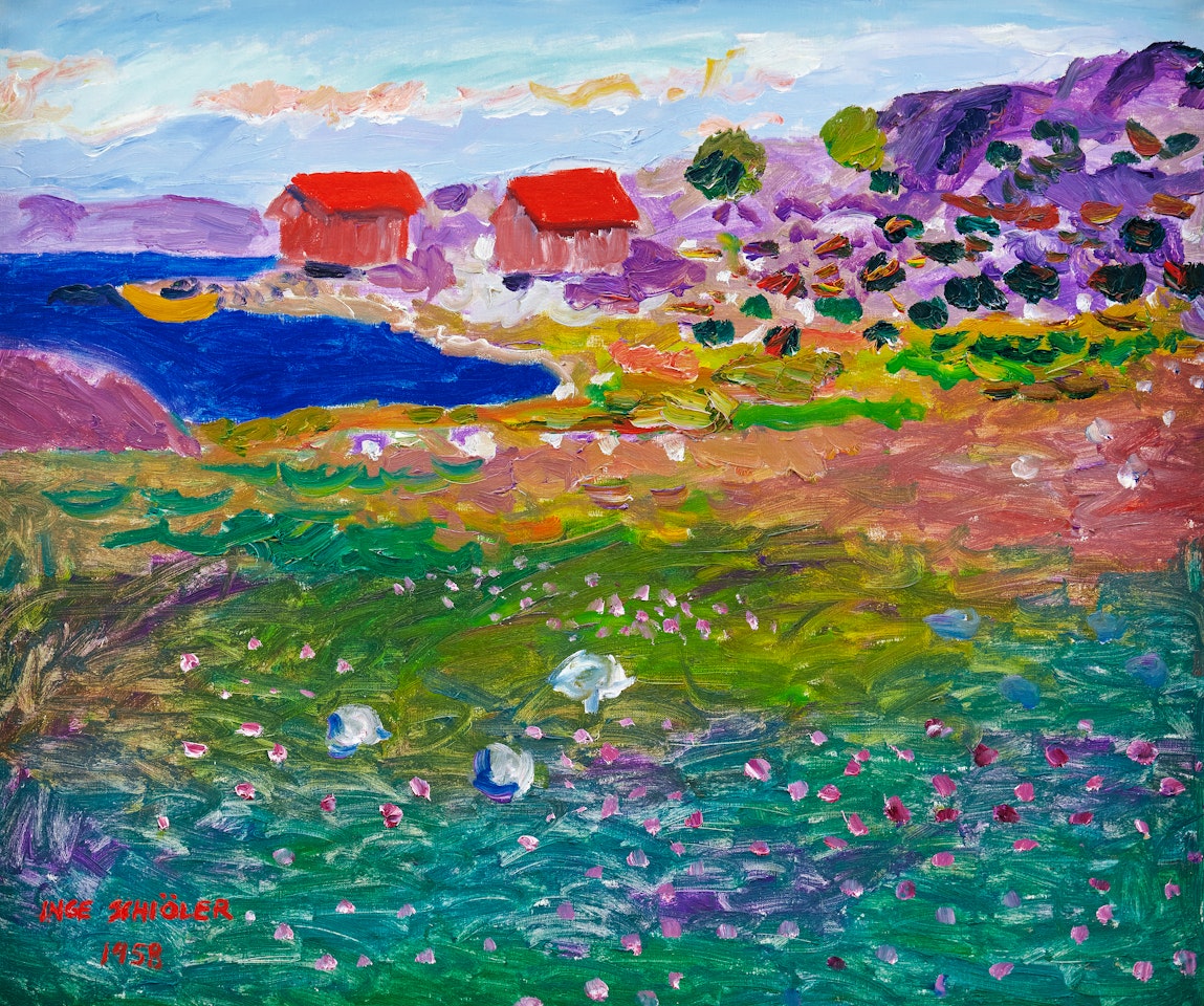 "Sjöbodar, Långestrand" by Inge Schiöler