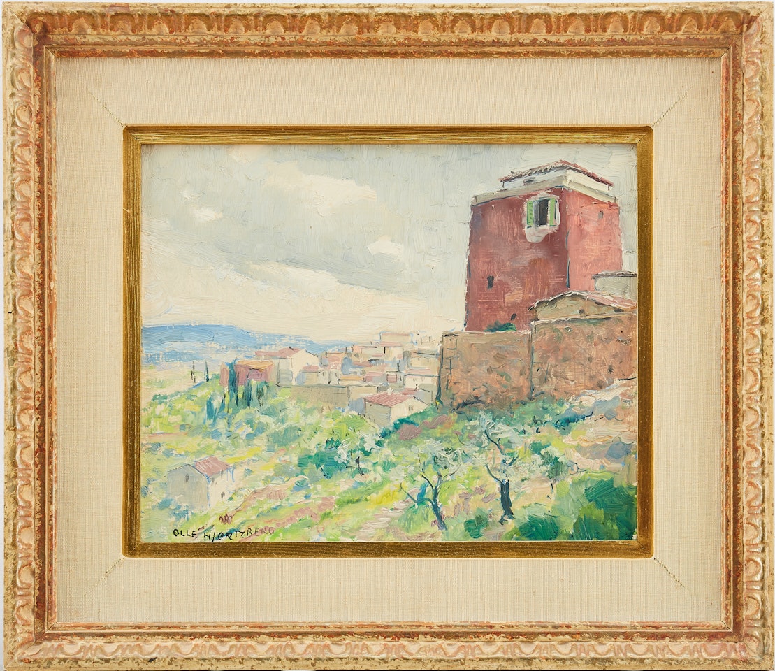 City in a southern landscape by Olle Hjortzberg