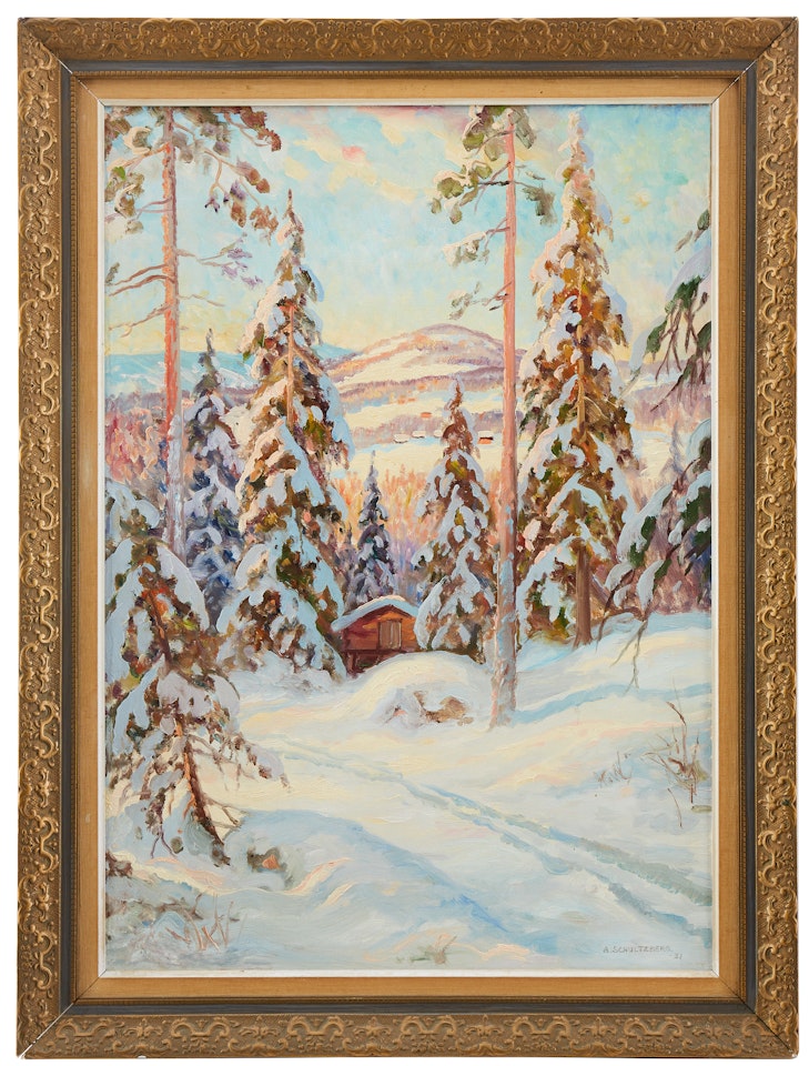 Snow landscape with ski tracks by Anshelm Schultzberg