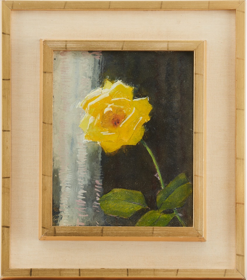 Still life with yellow rose by Olle Hjortzberg