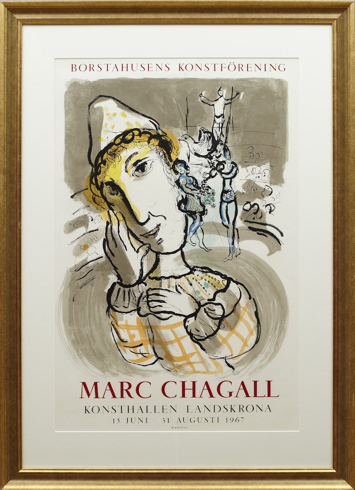 Poster for Konsthallen Landskrona"s exhibition 13 June - 31 August 1967 by Marc Chagall