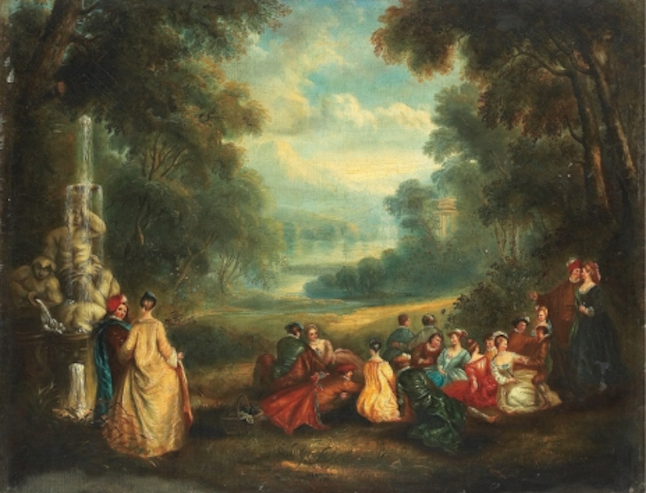 His species. Park landscape with company by Jean-Antoine Watteau