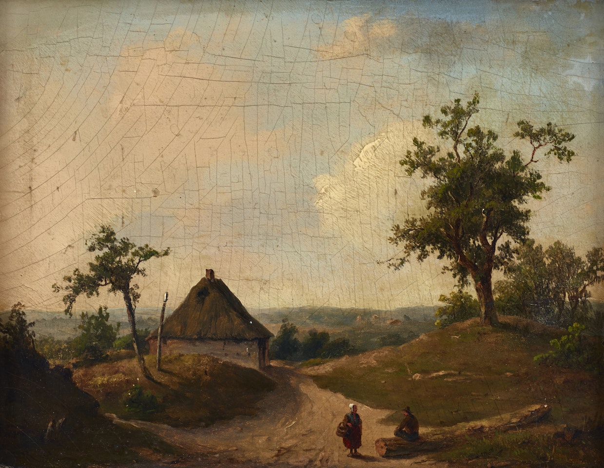 Pastoral landscape with cottage by Dutch School