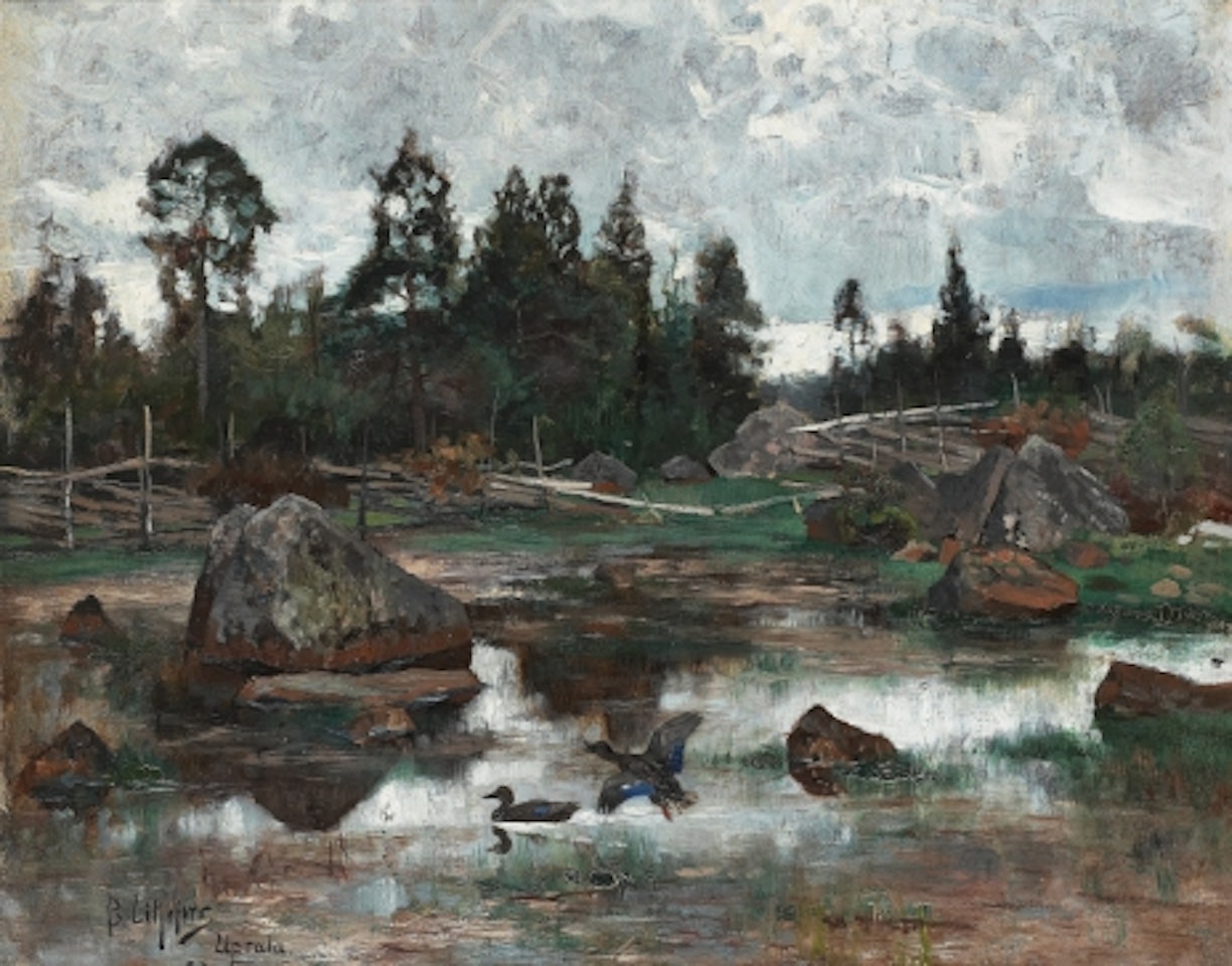 Upland landscape - Landscape with ducks by Bruno Liljefors