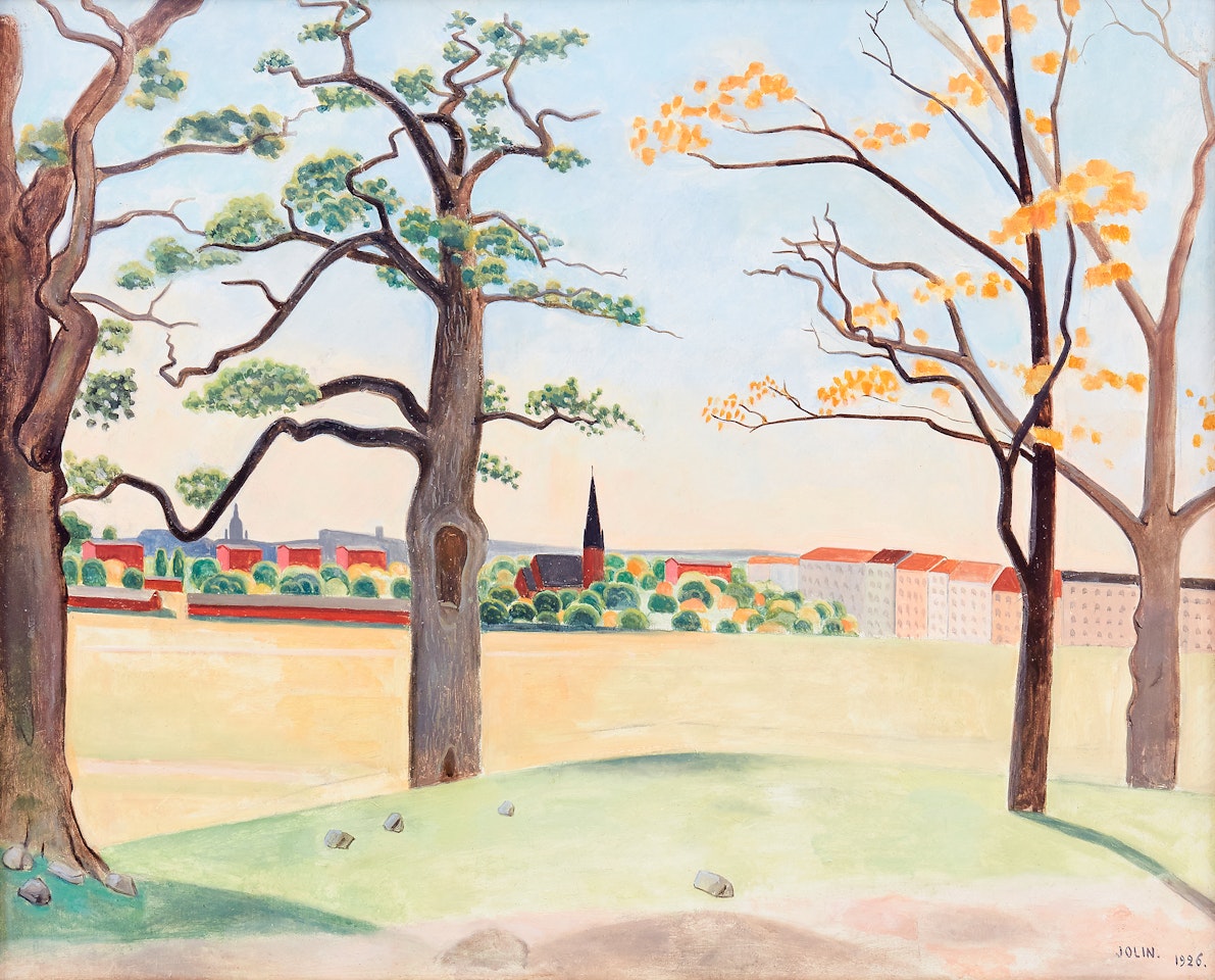 Banérgatan and Gustaf Adolf Church from Ladugårdsgärdet by Einar Jolin