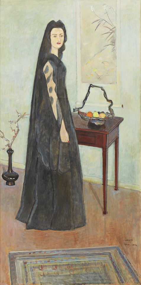 Portrait of lady in black dress by Einar Jolin