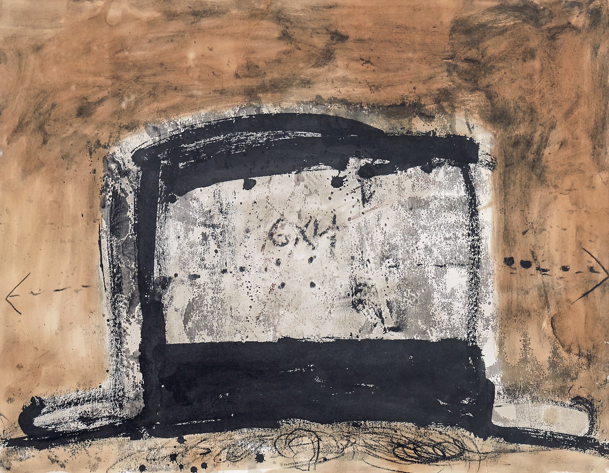 Composition with hat by Antoni Tapies