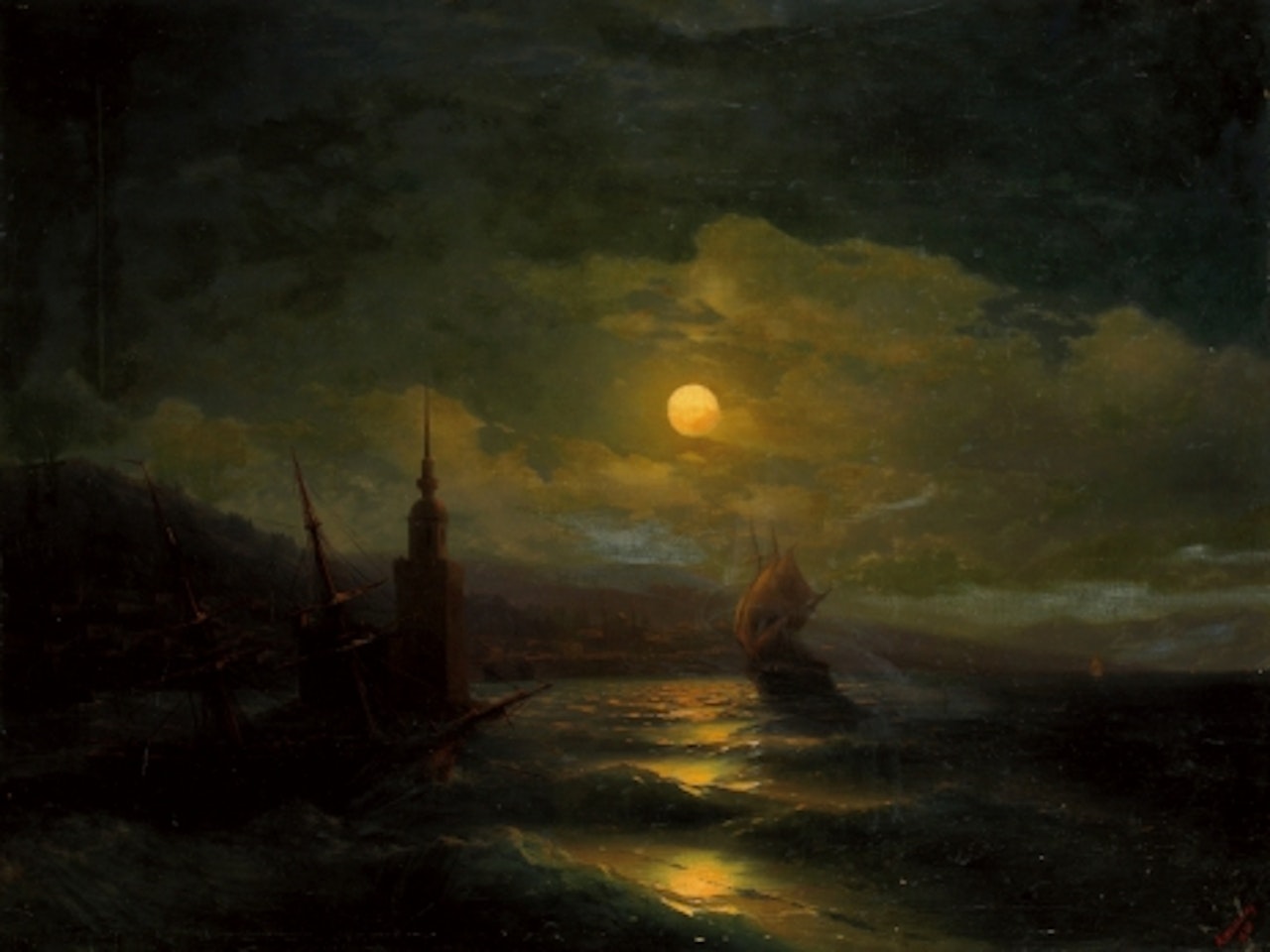 Moonlight night by Ivan Konstantinovich Aivazovsky