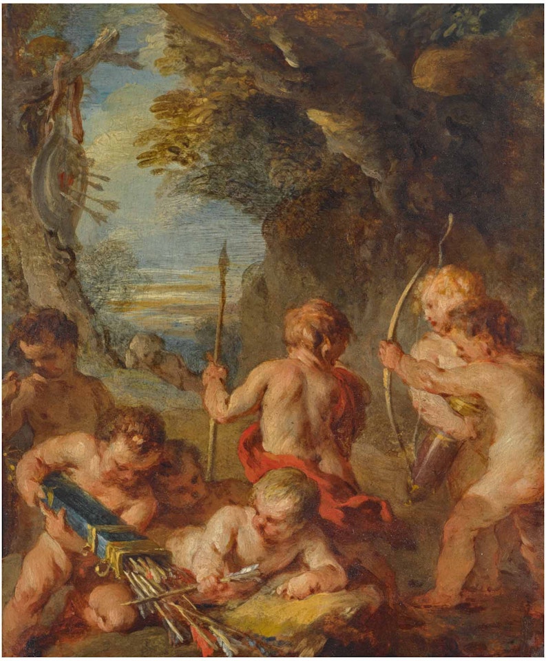PUTTI PLAYING IN A LANDSCAPE by François Lemoyne