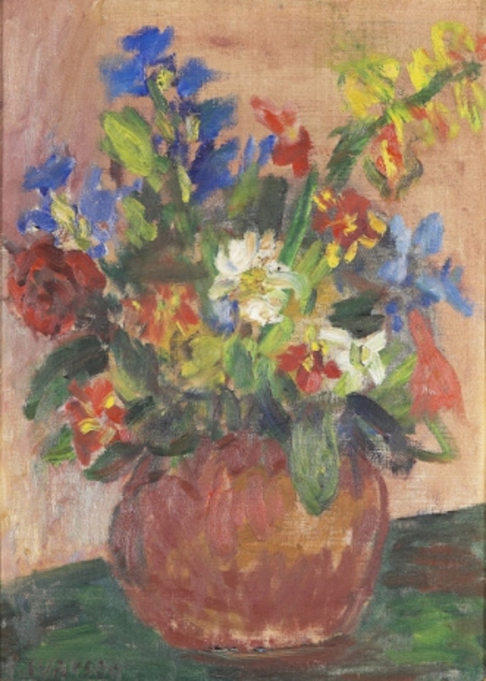 Still life with flowers in vase by Ivan Ivarson