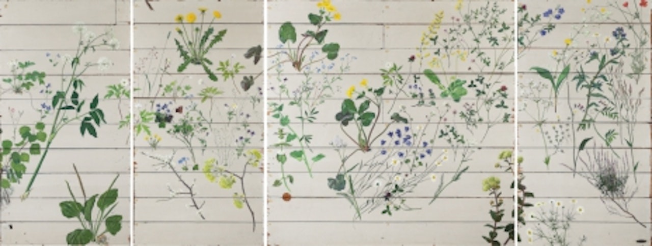 Summer flowers. Polyptych by Olle Hjortzberg