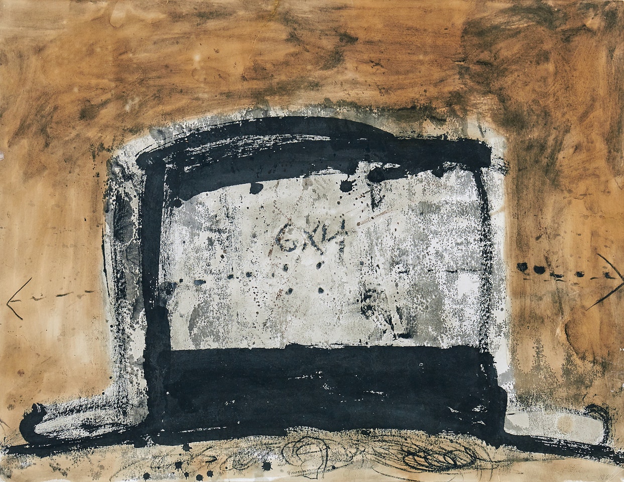 Composition with hat by Antoni Tapies