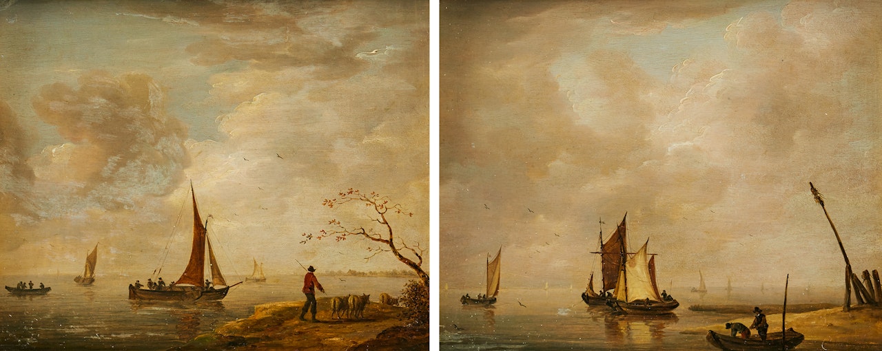 Coastal scenery, a couple by Dutch School
