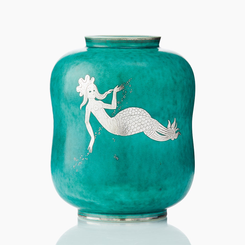Vase. "Argent"; A Wilhelm Kåge "Argenta" stoneware vase by Wilhelm Kage