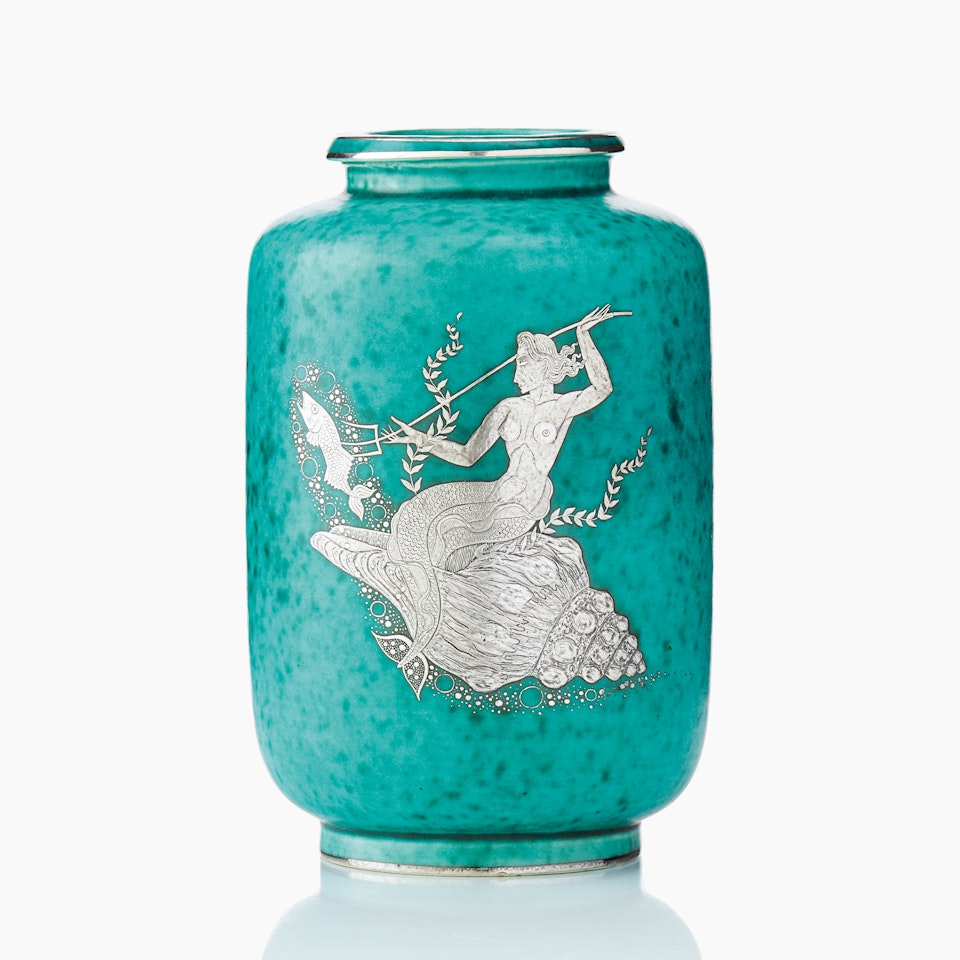 Vase. "Argent"; A Wilhelm Kåge "Argenta" stoneware vase by Wilhelm Kage