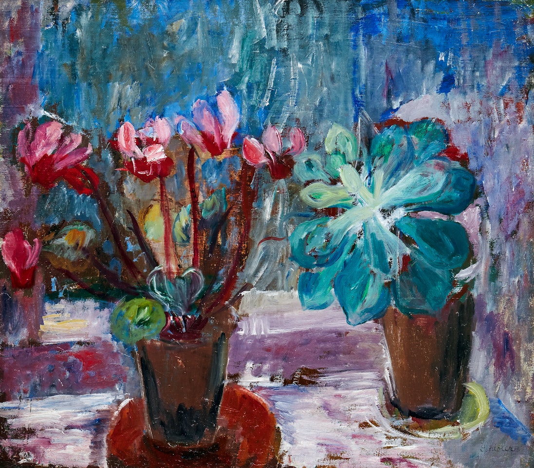 "Cyclamen and sedum" by Inge Schiöler