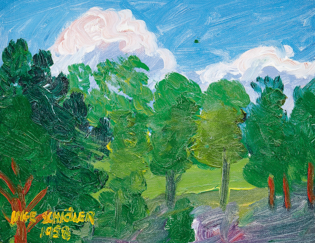 Lush trees in the park by Inge Schiöler