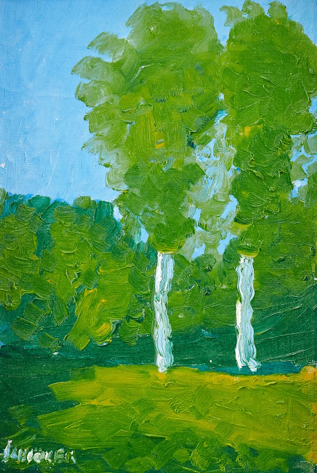 Birches in greenery by Inge Schiöler