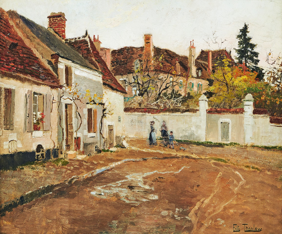 A street scene from northern France by Fritz Thaulow