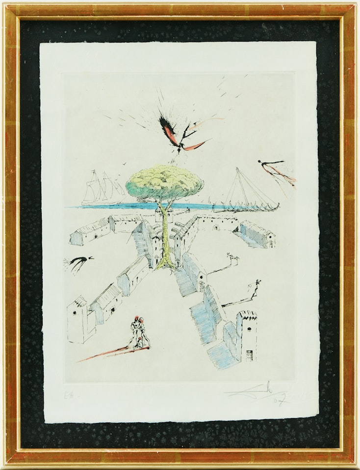 "La Plage de Sète" from the suite "Poèmes Secrets d"Apollinaire" by Salvador Dali
