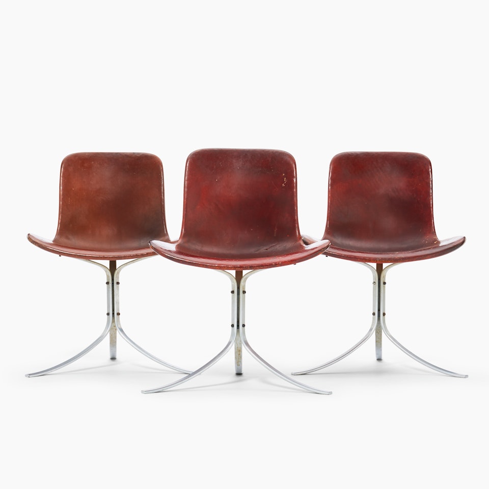 Chairs, three pieces. "PK9"; A set of three Poul Kjaerholm "PK9" chairs by Poul Kjaerholm