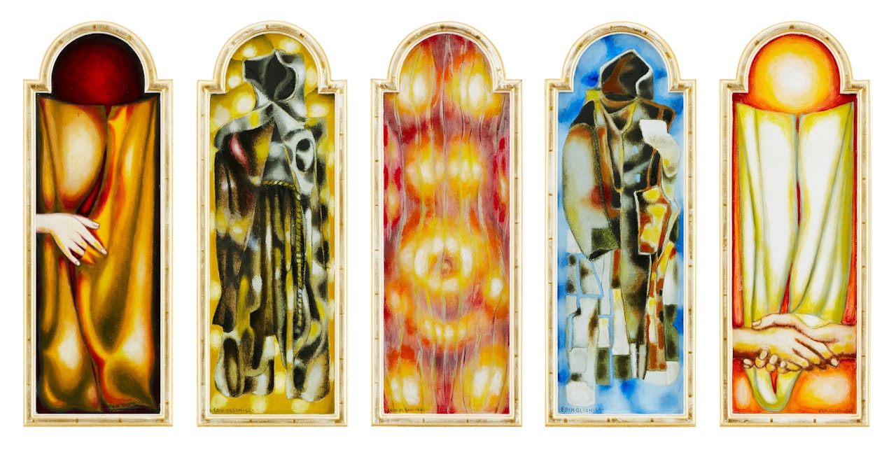 Pentatych: I. "Introduction", II. "St. Clara"s Dress", III. "The high vision (the gate)", IV. "God"s little poor man - St. Francis" robe" and V. "Farewell". by Erik Olson