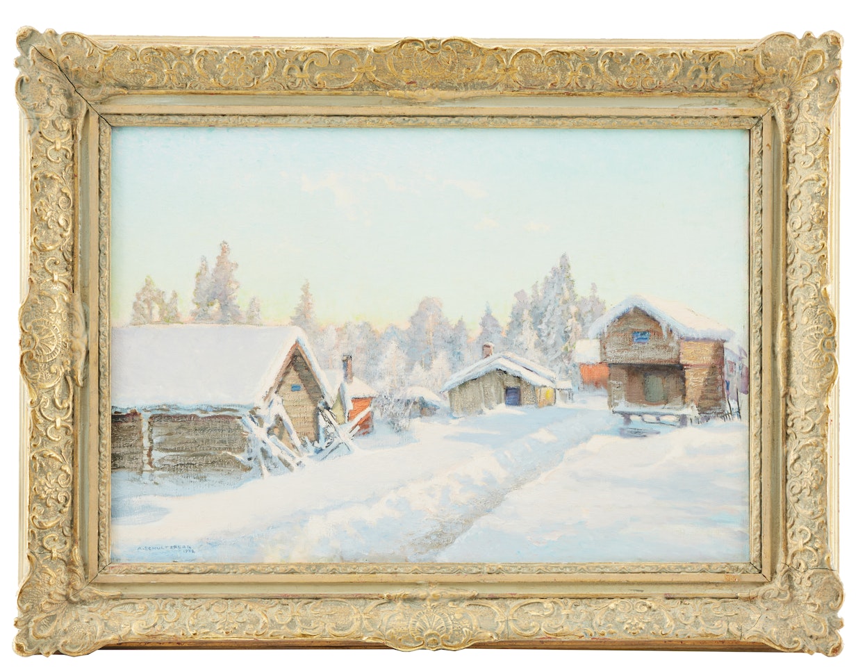 "Motifs from Lindbjörken"s shacks (between Siljansnäs and Sollerön) - Dalarna" by Anshelm Schultzberg