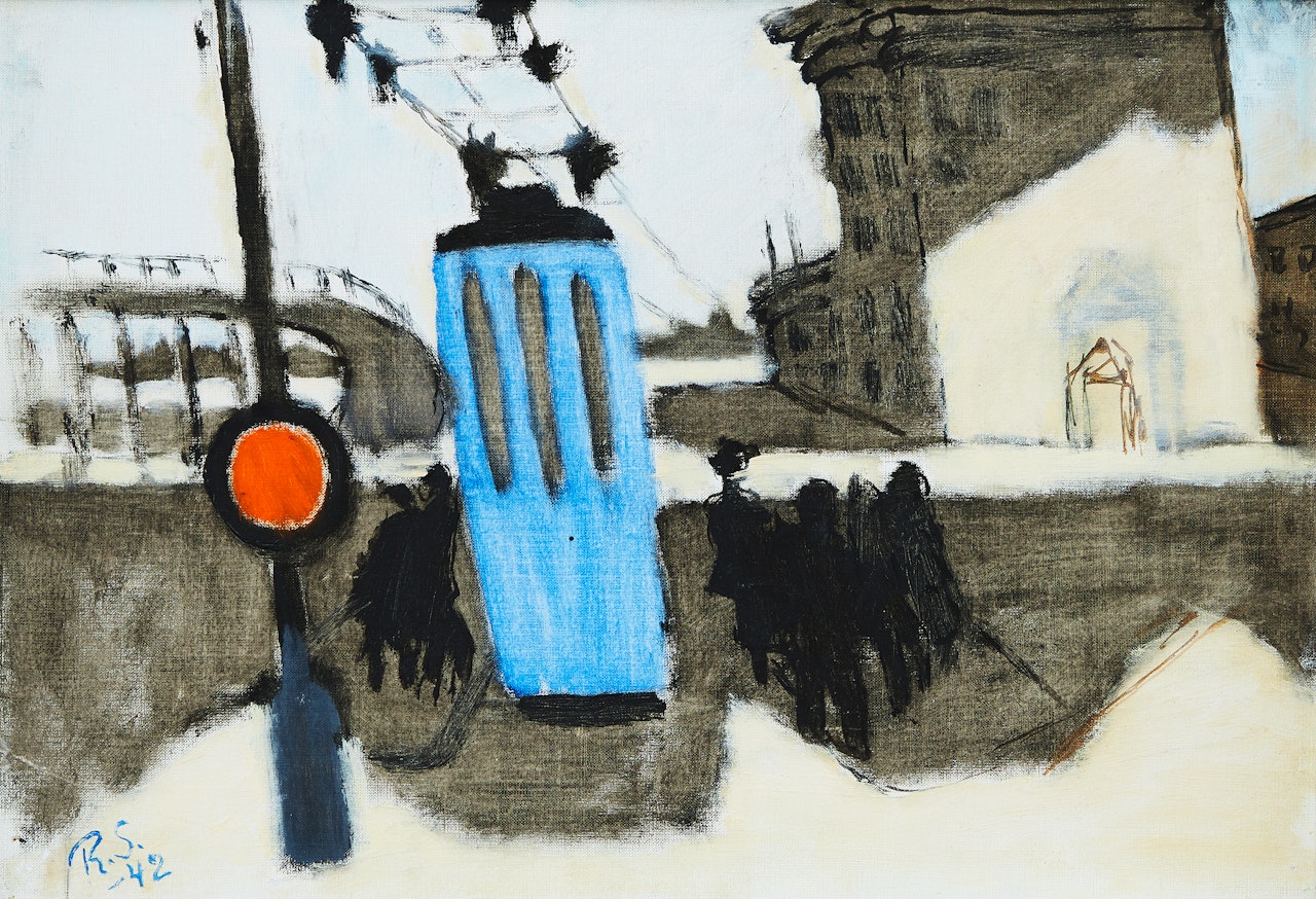 The blue tram by Ragnar Sandberg