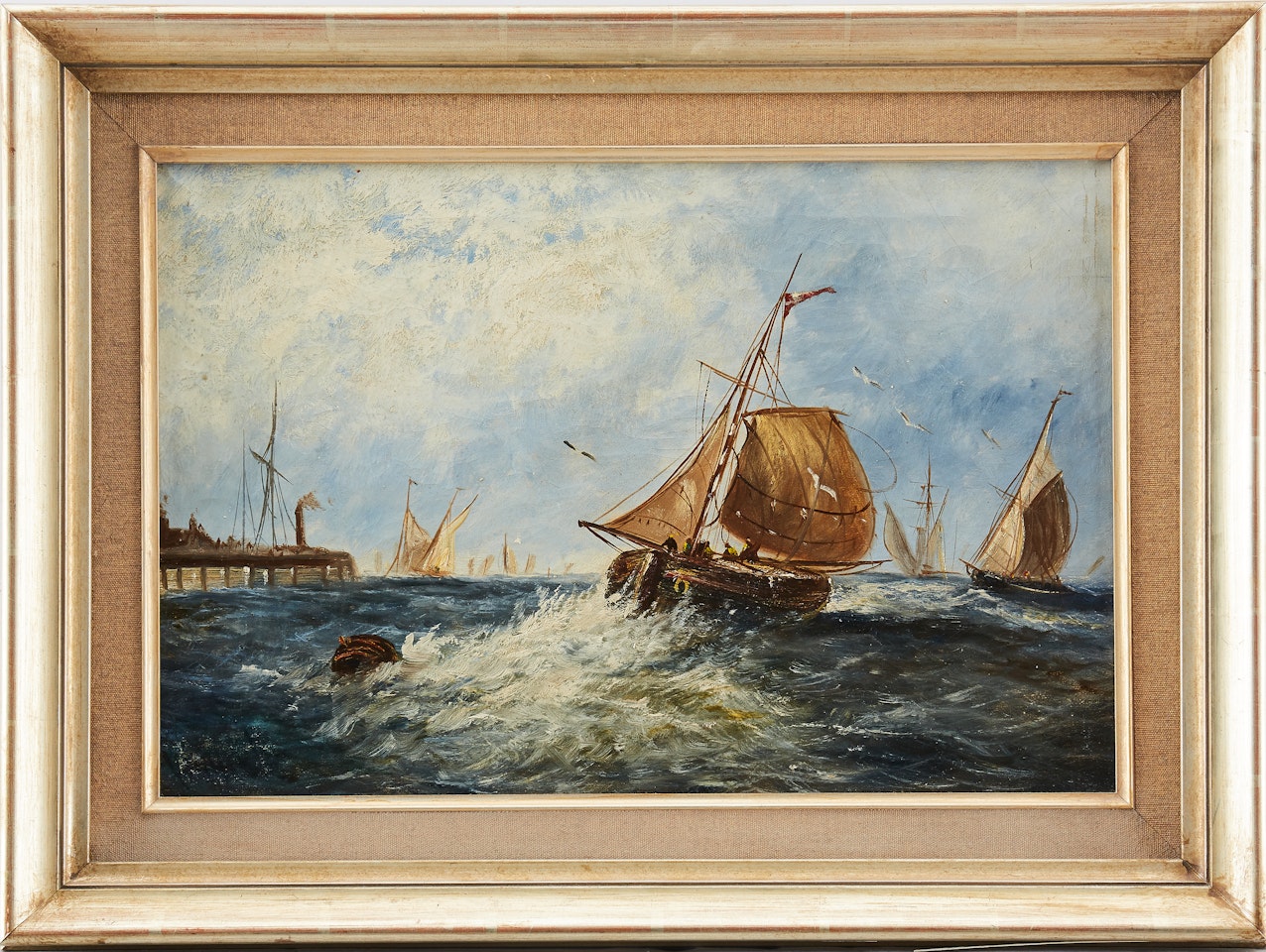 Ships outside the harbor by English School