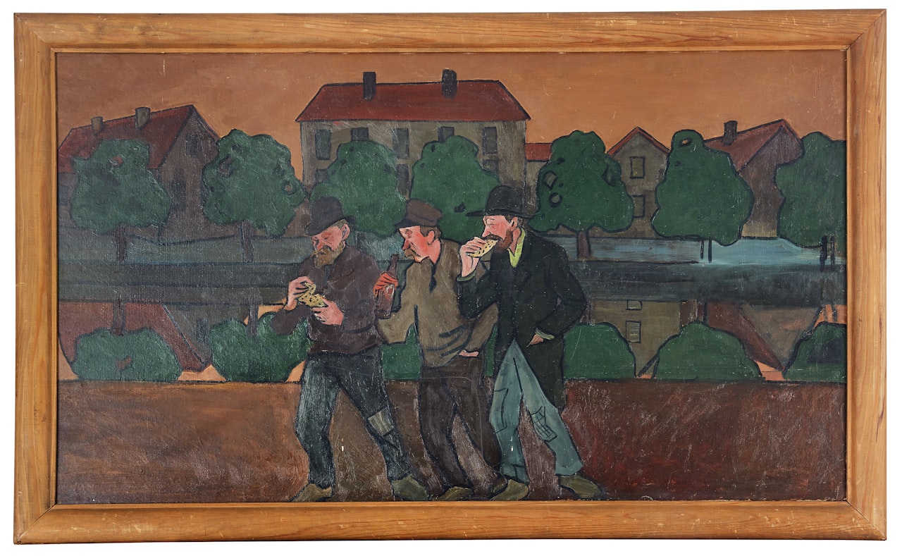 "Three sailors at Fattighusån, Gothenburg" by Ivar Arosenius