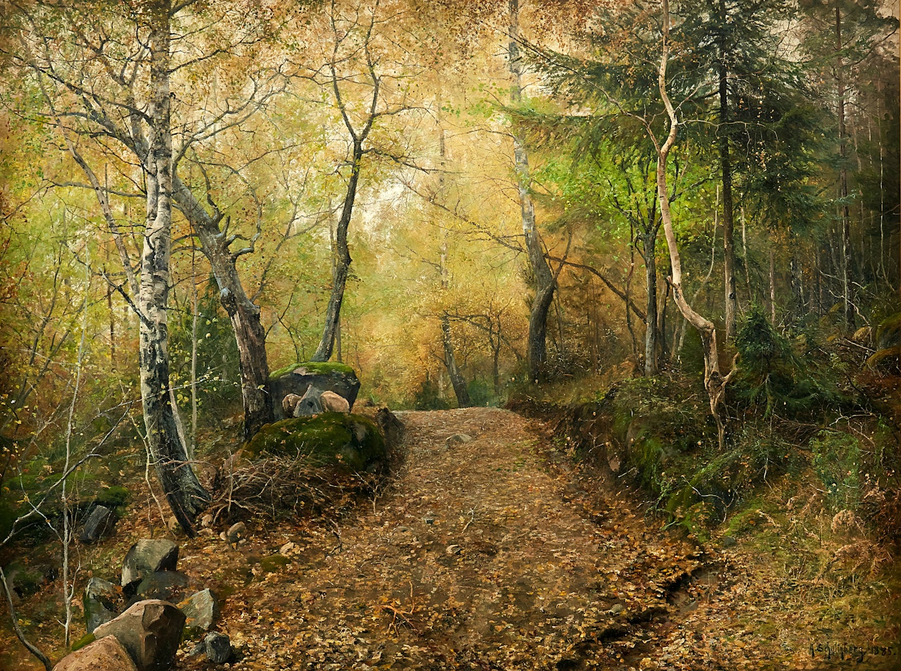 "Forest road in autumn mood" by Anshelm Schultzberg