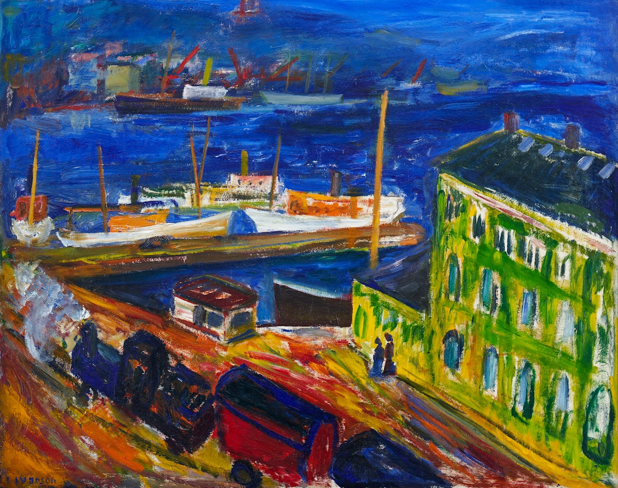 View of Gothenburg harbor from Hertzia towards Packhusplatsen by Ivan Ivarson