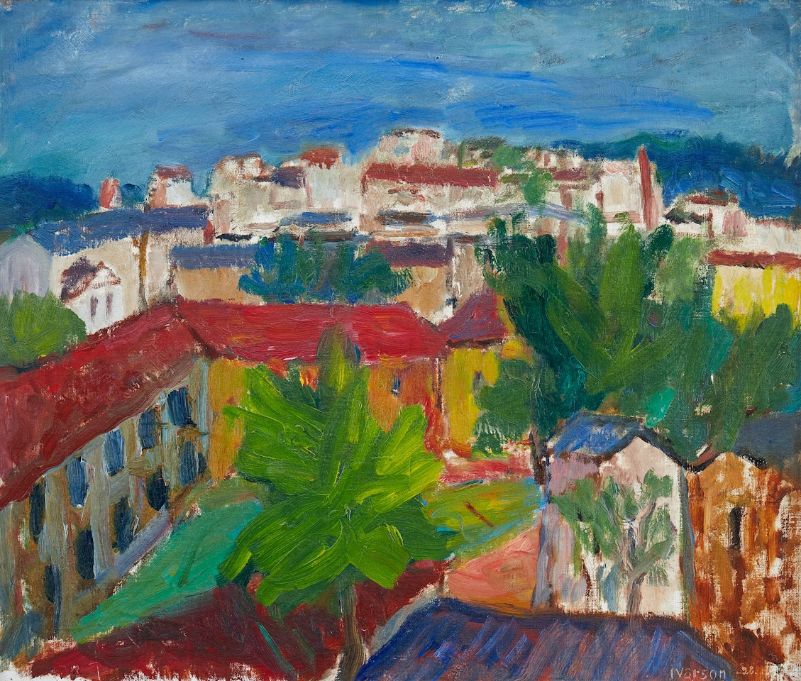 View of town in summer greenery, Cagnes-sur-Mer by Ivan Ivarson