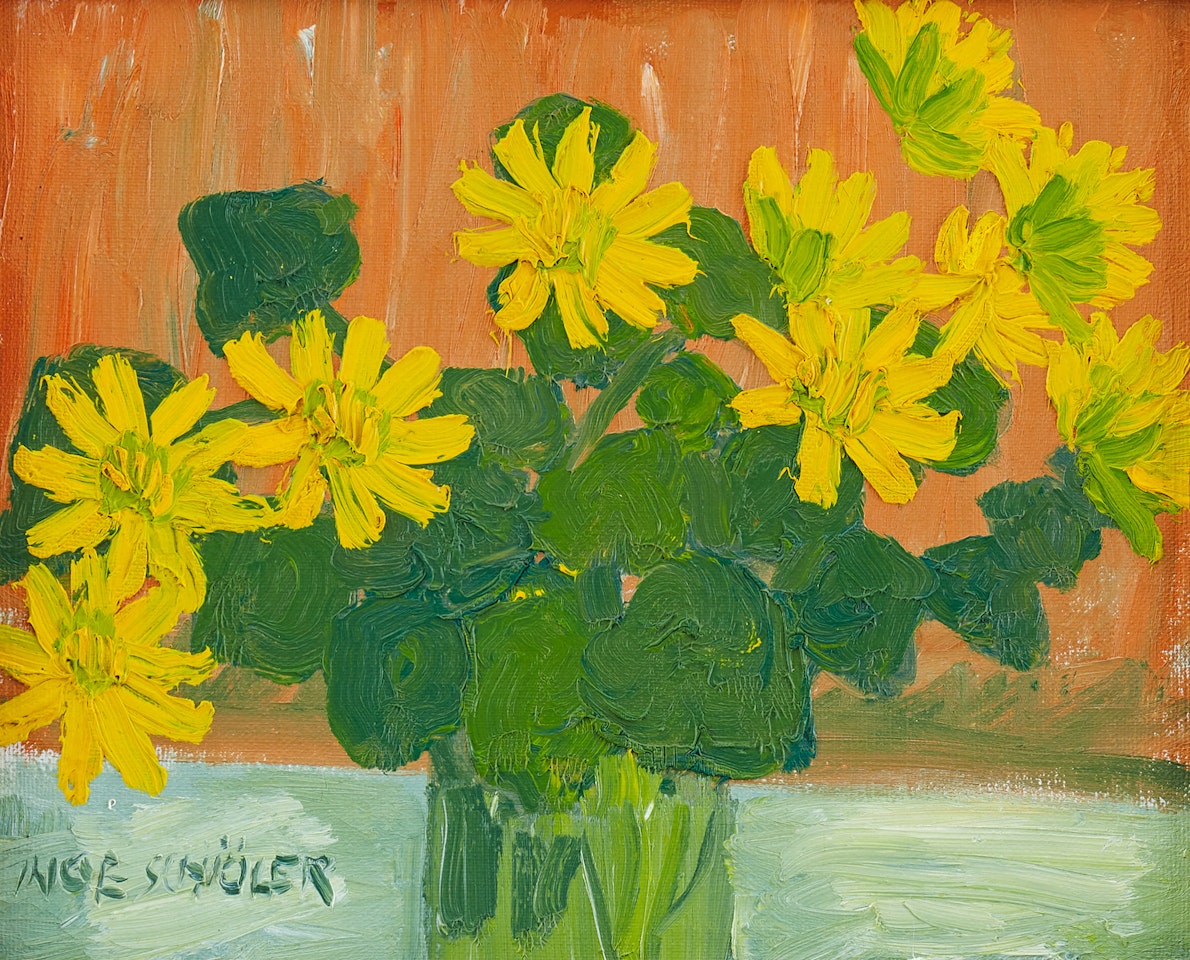 Yellow flowers in vase by Inge Schiöler