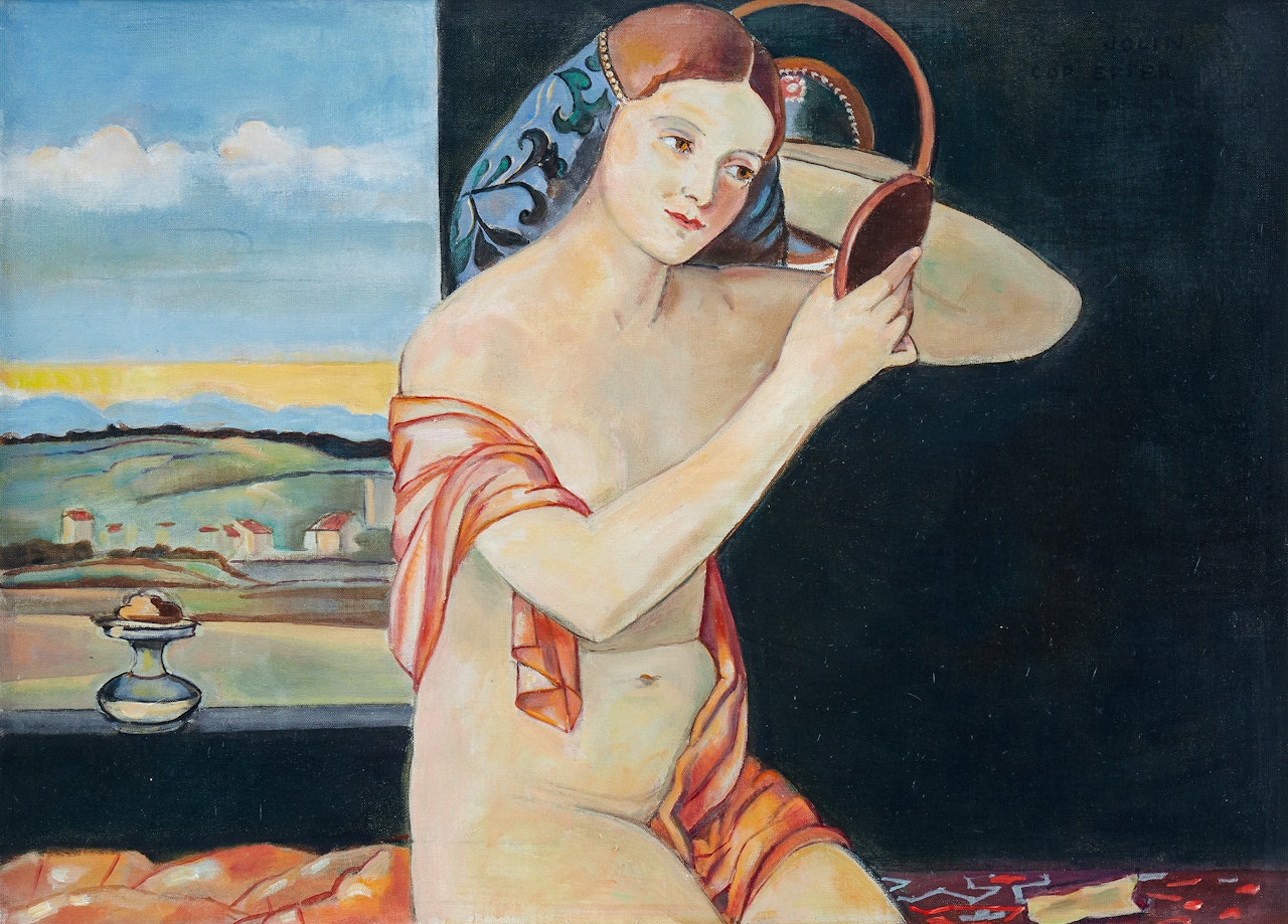 Woman in front of the mirror - copy after Giovanni Bellini by Einar Jolin