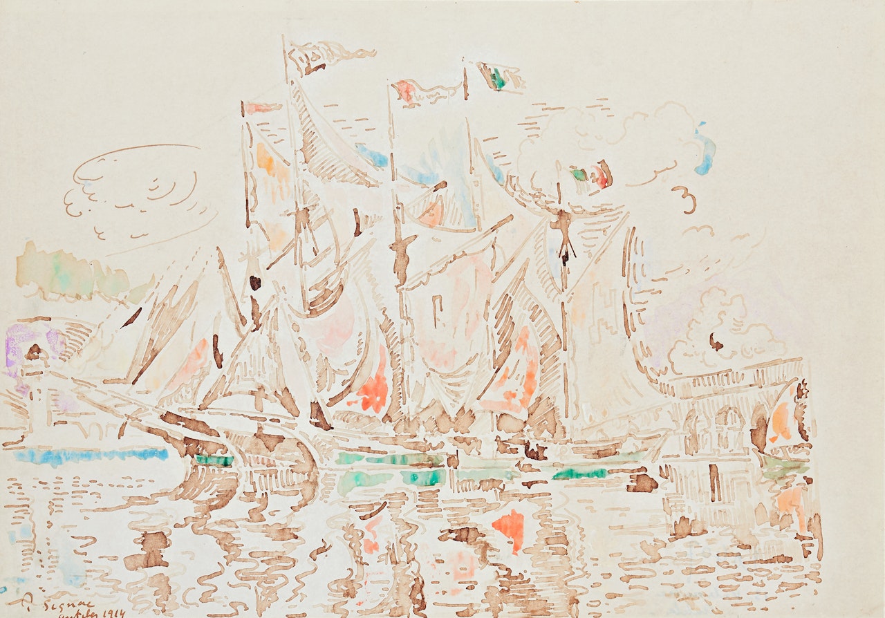 ”Voiles au sec” - Antibes by Paul Signac