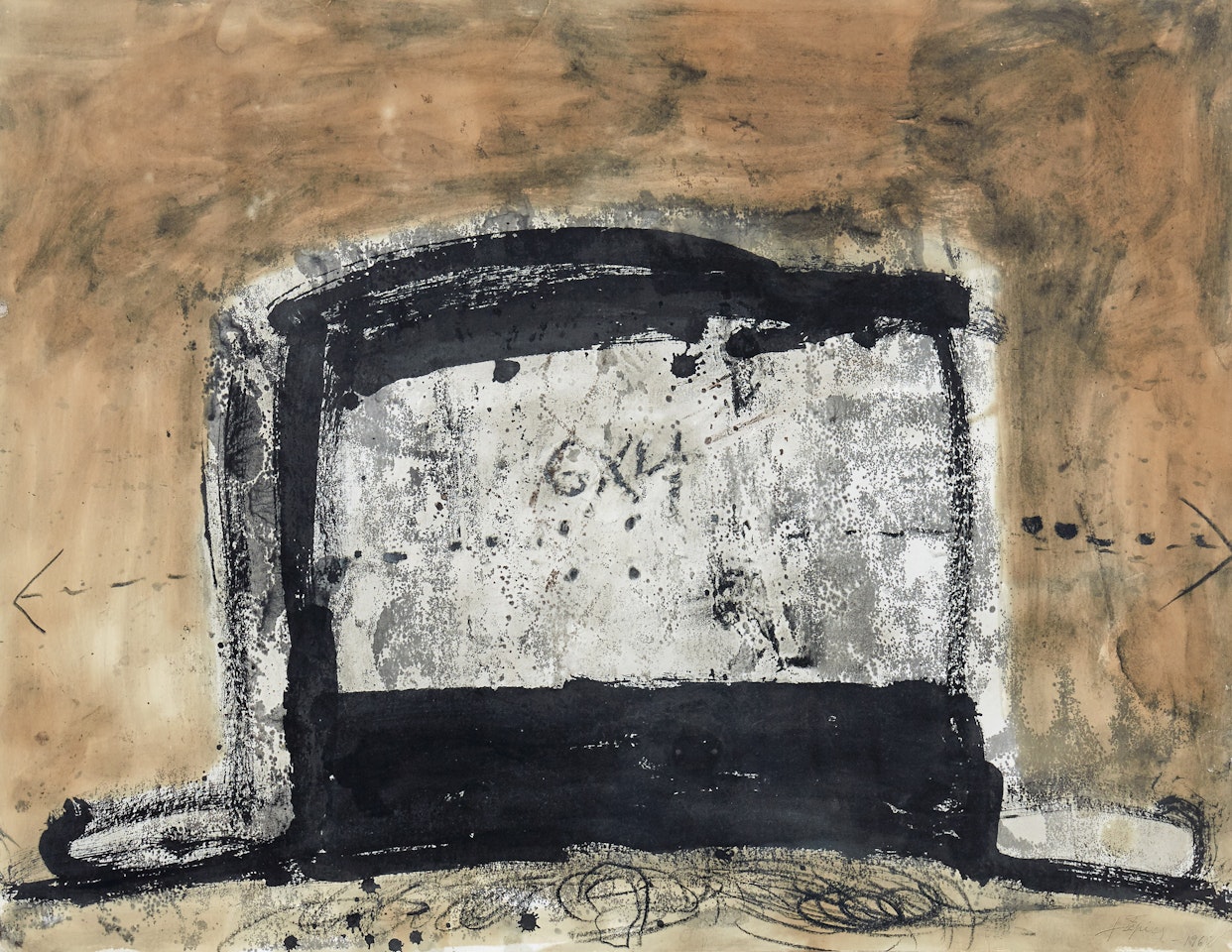 Composition with hat by Antoni Tapies