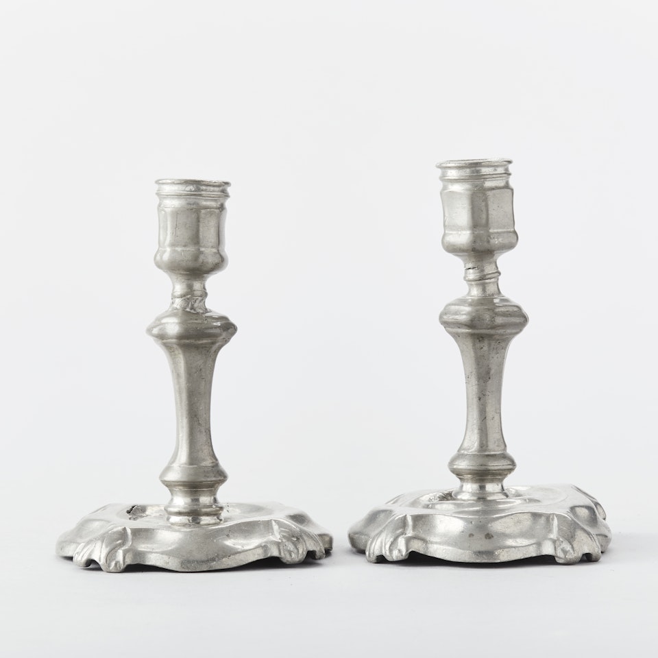 Candlesticks, a pair of Tin by Unknown (Baroque style)