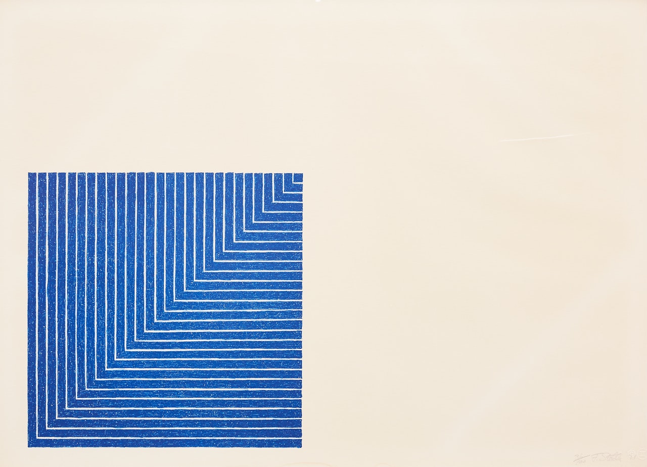 ”Hampton Roads” (from the Benjamin Moore series); Axsom 57‑62 (the suite) by Frank Stella