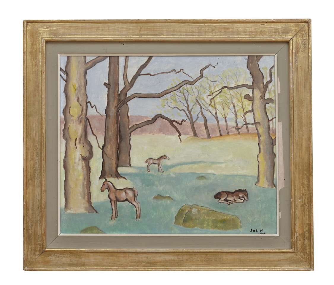Landscape with horses by Einar Jolin