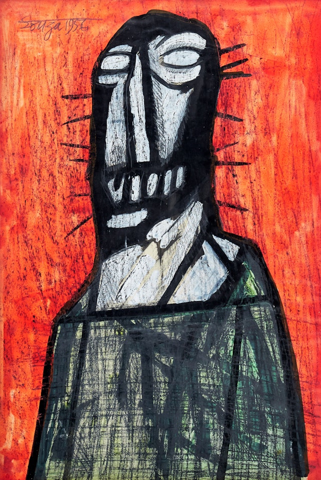 ”Elongated head with thorns and nails” by Francis Newton Souza