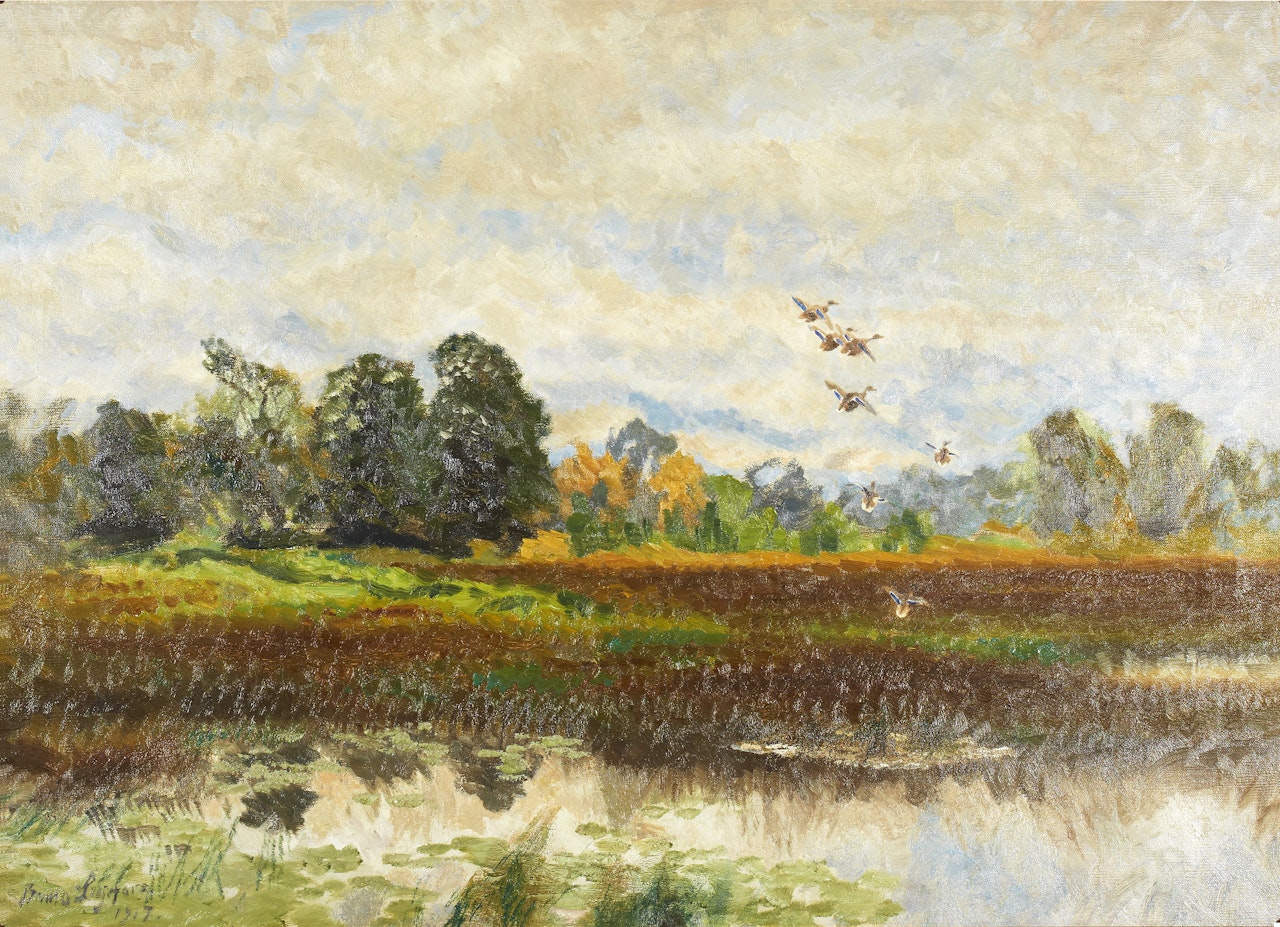 Landscape with lifting mallards by Bruno Liljefors