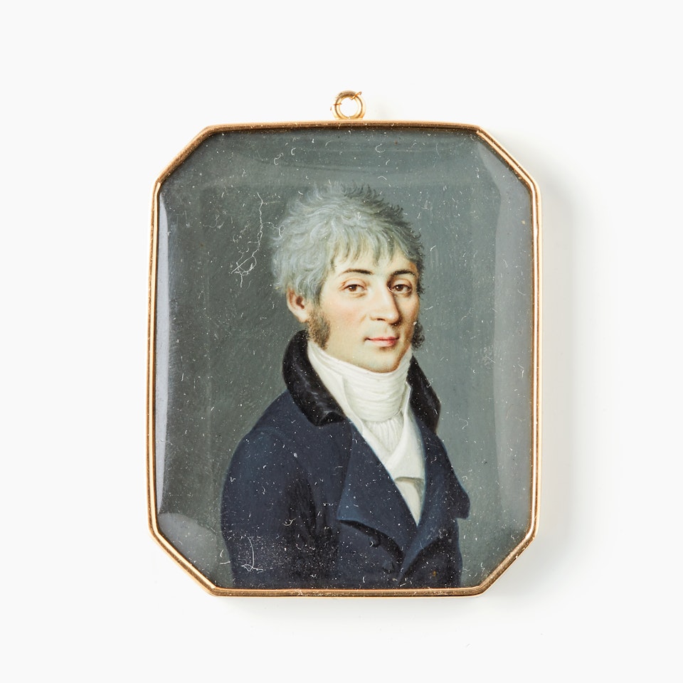 Miniature portrait of a Russian gentleman with grey hair by Russian School