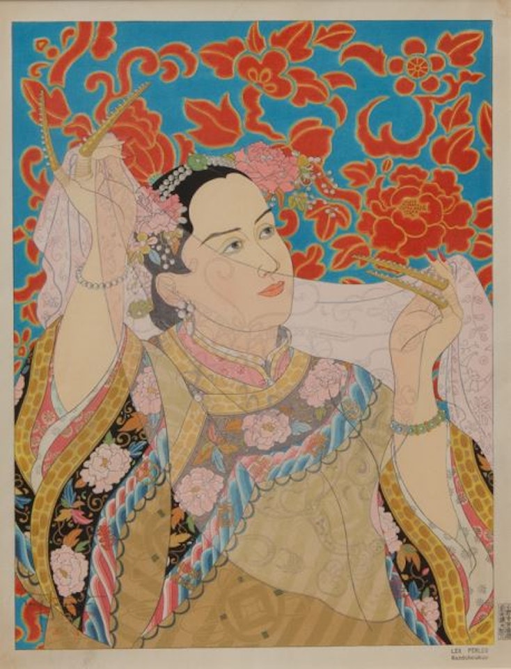 "Les Perles, Mandchoukuo" Woodblock by Paul Jacoulet