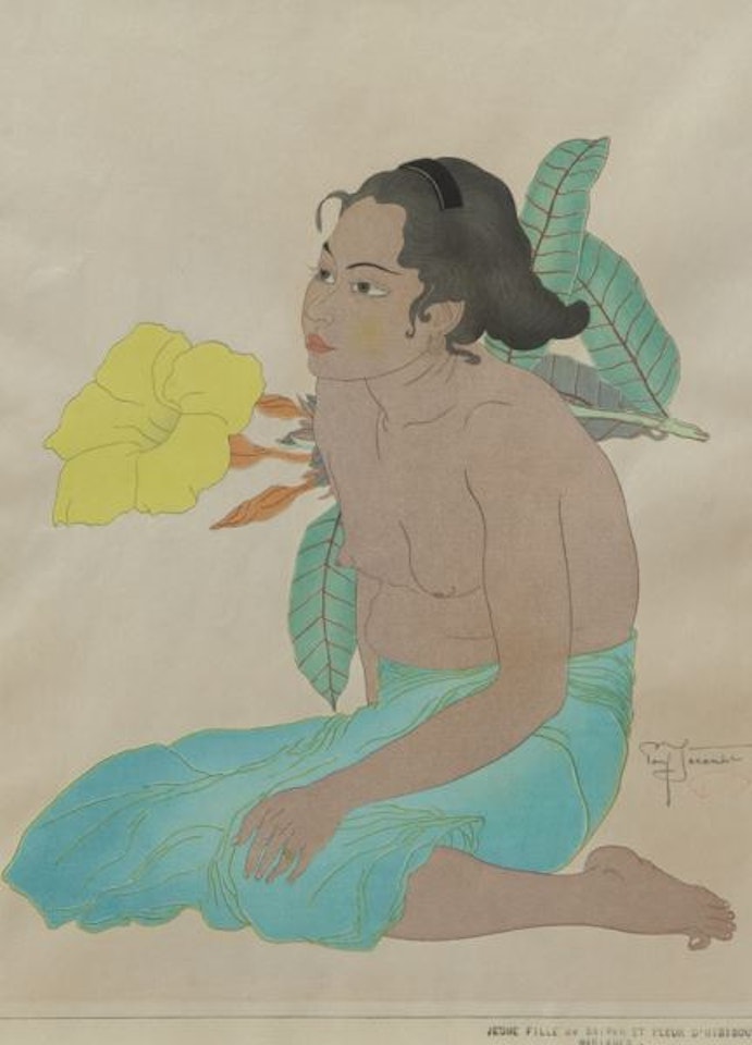 "Jeune Fille De Saipan Et Fleurs D"Hibiscus" by Paul Jacoulet