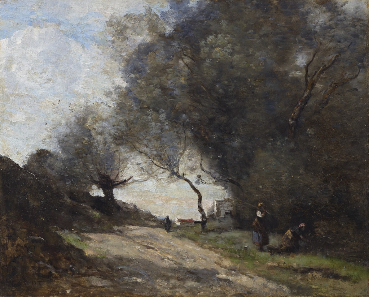 La cueillette au bord du chemin by Jean Baptiste Camille Corot