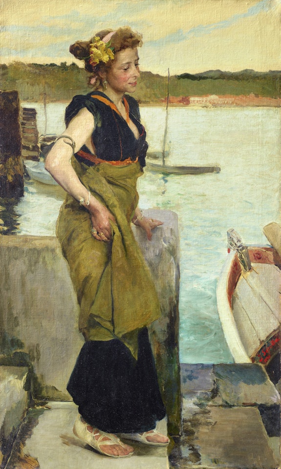 Esperando. Paneau decorativo. by Joaquin Sorolla Y Bastida