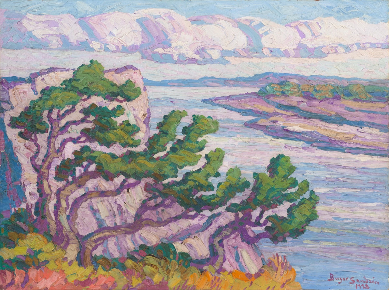 Riverbank with Cedars, Rocheport, MO by Birger Sandzen